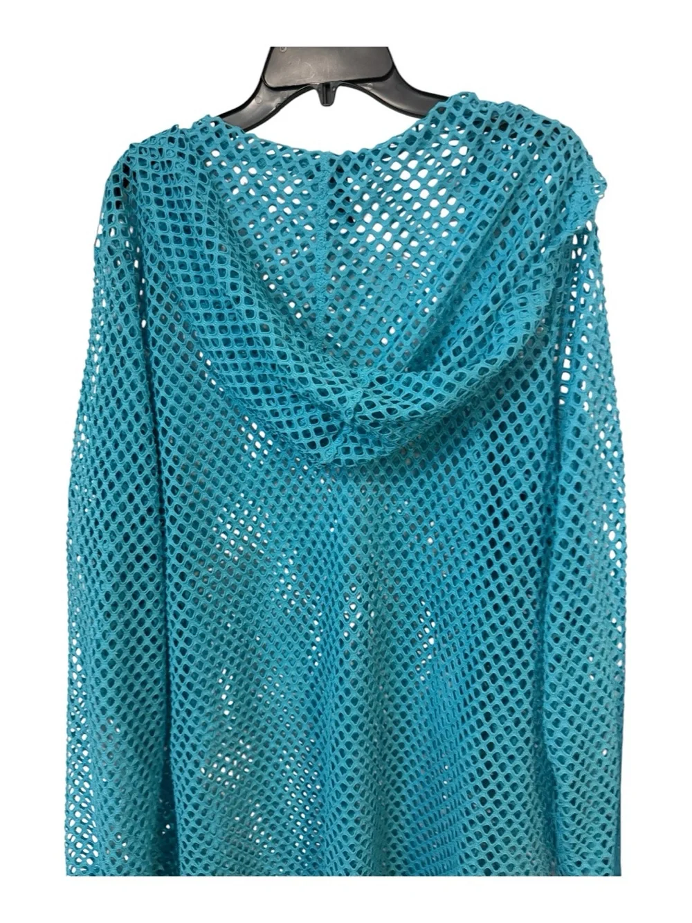 Ashley Stewart Size 26 Turquoise Mesh Hooded Swim Cover Up Tunic Plus Size